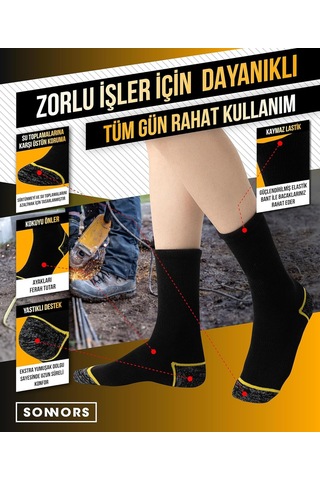 Xmlbayiciniz 3 Çift Erkek Çorap - Uzun Havlu Kışlık Outdoor Kamp Kar Çorabı Kadın - Pamuklu Yastıklı Nefes Alabilen Kalın Genel