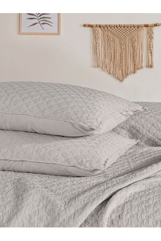 Cambridge Yatak Örtüsü Seti Çift Kişilik Açık Gri Kutulu