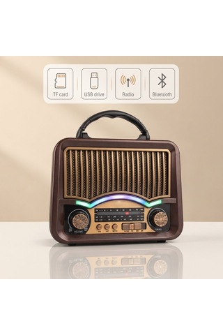 Premium Solar Nostalji Müzik Şarjlı Radyo Bluetooth Özellikli Arkadaş Piknik Aksesuar