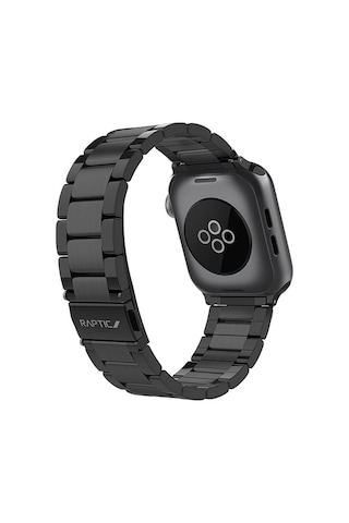 Watch 10 42mm Uyumlu Metal Kordon Raptic Citizen Serisi Siyah Siyah