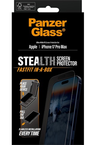 Panzerglass Apple Uyumlu iPhone 17 Pro Max Ultra-wide Fit Stealth Siyah Çerçeveli Ekran Koruyucu - Fast Fit Uygulama Aparatlı