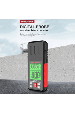Habotest Ht633 Ahşap Nem Ölçer Pin Tipi Dijital Nem Dedektörü Lcd Arka Işık Ekranı İle Ahşap İnşaat Malzemesi İçin Ortam Sıcaklığı Ve Nem
