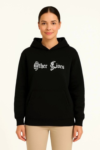 Etiler Collection Üç İplik Kapşonlu Ön Ve Arka Baskılı Sweatshirt Hoodie- Siyah