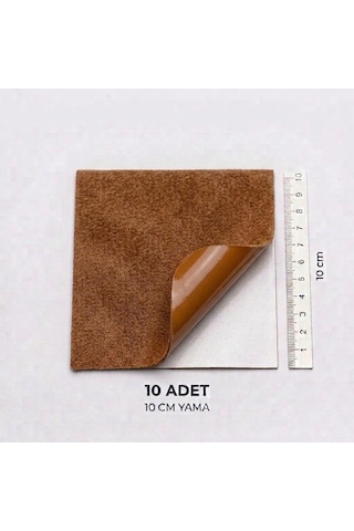 Halfart Kendinden Yapışkanlı Alcantara Tamir Yaması 10x10 Cm 10 Adet Süet Kumaş Deri Koltuk Araba Onarım Yaması Taba
