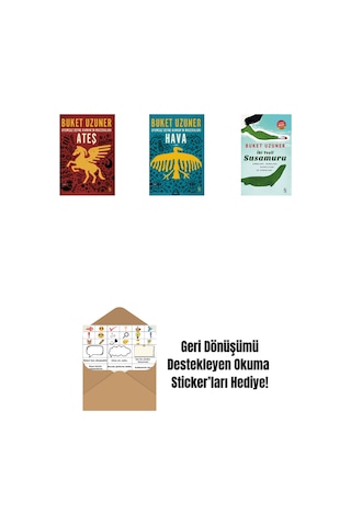 Uyumsuz Defne Kaman'ın Maceraları - Ateş + Uyumsuz Defne Kaman'ın Maceraları - Hava + İki Yeşil Su Susamuru Midi Boy + Okuma Sticker'ları