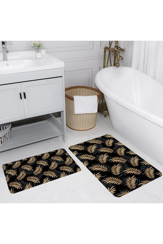 Rovigo Home Baskılı Kaymaz Taban 2 Li Banyo Paspas Takım Rvg5219-100X60-60X50 Çok Renkli