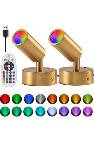 Xuweiwei 2 Paket Siyah Rgbw Renk Degistiren Led Nokta Isiklari Uzaktan Kumandalı 16 Milyon Renk Usb Aydinlatma Siyah