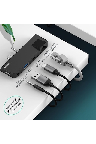 Baseus Multifunctional Hub Surface Go Type-C Audio To Rj45 Usb3.