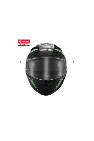 Scoyco FF-871 Exorcısm Güneş Vizörlü Şeffaf Cam Kapalı Motosiklet Kaskı Beyaz - Siyah - Yeşil