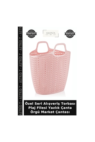 Özel Seri Alışveriş Torbası Plaj Filesi Yazlık Çanta Örgü Market Çantası Çok Renkli