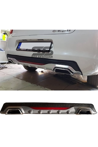 Citroen C-elysee Difüzör Arka Tampon Eki 2 Egzoz Çıkışlı Gri Reflektörlü