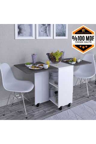 Braun Yemek Masası Çok Amaçlı Açılır Katlanır Beyaz - Gri