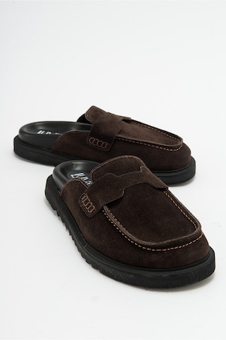 Luvishoes Luvi Shoes Laven Kahve Süet Hakiki Deri Kadın Terlik Kahverengi
