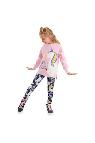 Denokids Mshb&g Unicorn Kız Çocuk Sweatshirt Tayt Takım Gülkurusu