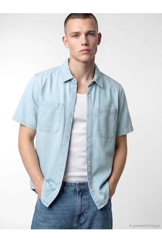 Lc Waikiki İndigo Loose Fit Erkek Jean Gömlek