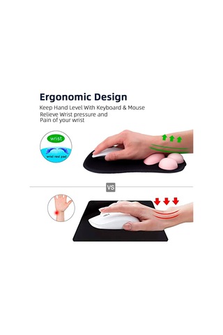 Kedi Ayağı Ve Bilek Desteğine Sahip Mouse Pad, Taşınabilir Ergonomik Kaymaz Oyuncu Mouse Pad'i Bilek Ağrısını Giderir 10,7 X 7,7 X 1,1 İnç Siyah Sakura