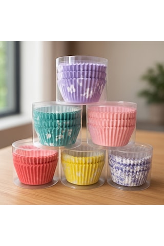 100adet Renkli Cupcake & Muffin Kağıdı - Yağ Geçirmez - Karışık Gönderilir Çok Renkli