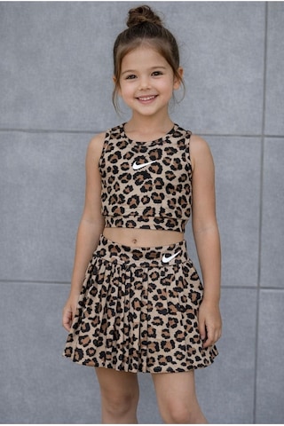 Uğur Bebe Kız Çocuk Leopar Desenli Crop Krop Mayo Şort Etekli Spor Havuz Ve Deniz Uyumlu 1 Beden Büyük Alınız Leopar Leopar