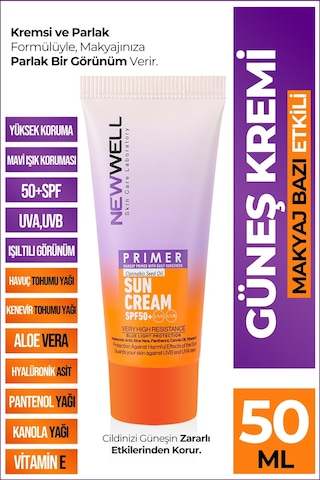 New Well Aydınlatıcı Etkili Primer Sunscreen SPF50+ 50 ML