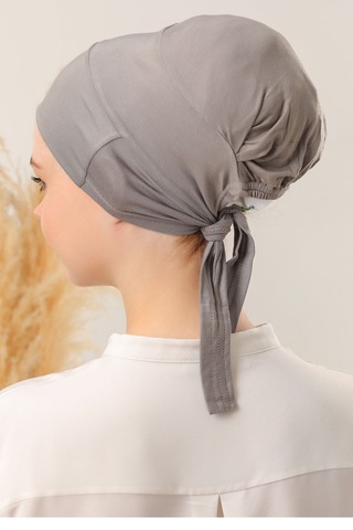 Melodi Scarf Sihirli Yapışkanlı Kaymayan Bone Koyu Gri Antrasit Koyu Gri