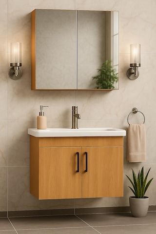 Dmz Home Concept Liventa 65 Cm Ahşap Renkli, Seramik Lavabolu, Md Ahşap