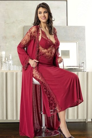 Xses 1019 Kadın Çeyizlik Penye 6'lı Takım-bordo Bordo