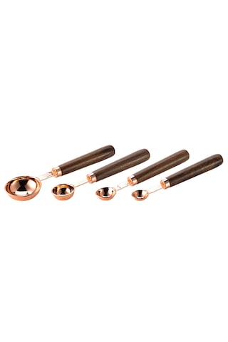 4 Parçalı Ceviz Ölçü Kaşığı Seti Pembe Altın