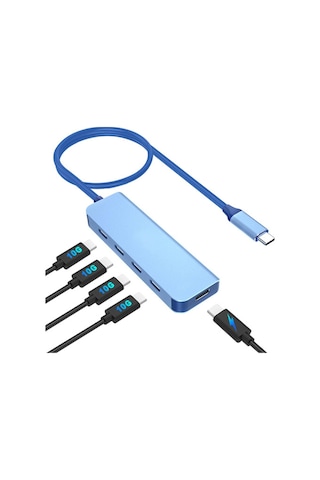 Vcom Cue11s Type-c To 4-usb-c 10gbps +pd 3.0 100w Mavi Çoklayıcı