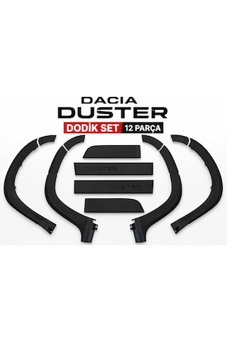 Dacıa Duster 2010-2017 Model Uyumlu Dodik Seti 12 Parça Siyah Mat Çamurluk Ve Kapı Kaplama Seti
