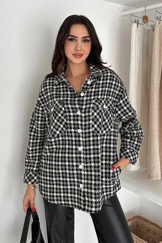 Çift Cepli Oduncu Gömlek Siyah Siyah