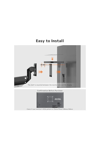 Kosona Metal Vesa Monitör Arka Saklama Tutucu - Cpu, Hoparlör, Kulaklık İçin Dayanıklı Organizasyon Aracı Siyah