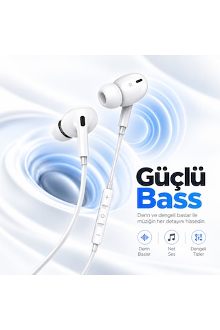 Woyax Mikrofonlu Kablolu Lightning Kulak İçi Kulaklık Silikonlu Güçlü Bass İphone İpad Uyumlu Wy-ec01l