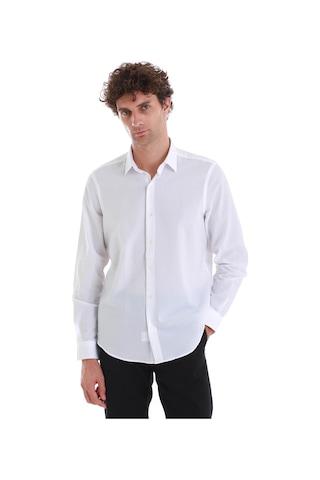Hatemoğlu Beyaz Comfort Fit Düz 100% Pamuk Slim Yaka Uzun Kollu Spor Gömlek 24d190000008 001 Beyaz