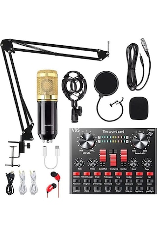 Bm800 Filtreli Condenser Mikrofon V8s Ses Kartı Ve Standlı Set