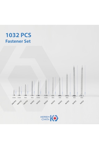 Kerem 1032 Parça 17 Çeşit Vida Ve Dübel Seti 25CM