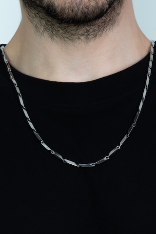 Erkek Çelik Kolye Küp Üçgen Model Zincir Eck05 Gümüş