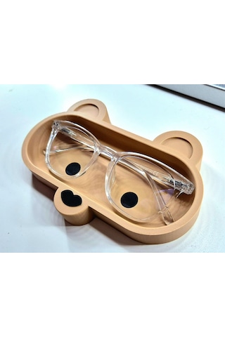 Bezos 3d Baskı Ayıcık Gözlük Tutucu Sevimli Masaüstü Gözlük Standı Ve Küçük Eşya Tepsisi Bej Nxrlvng