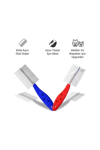 Çift Taraflı Kedi Ve Köpek Tüy Açma Tarağı, Köpek Kıtık Açıcı Bakım Tarağı, Ergonomik Metal Tarama Fır