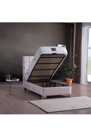 Lucas Perfect Tek Kişilik Baza + Başlık + Yatak Set 3 Lü Set Krem