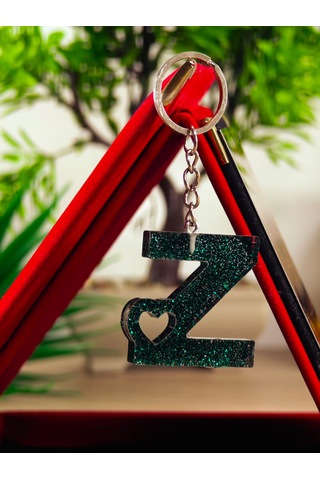 Harfli Anahtarlık Epoksi Kişiye Özel Yapım El Yapımı Harf Anahtarlık Kalp Model Özel Tasarım Hediyelik Ürün Kalp Desenli Simli Anahtarlık Bakır - Pembe