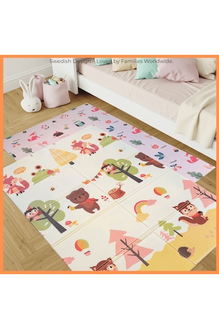 Sweden Baby Sweet Forest Çift Taraflı Katlanabilir Oyun Halısı Ve Matı Premium Seri Taşıma Çantalı 180x150