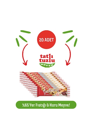 Tadım Tadımca Yer Fıstıklı Bar 30 Gr X 20 Adet Doğal, Besleyici Ve Lezzetli Atıştırmalık