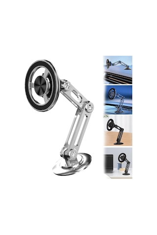 Soulader 360 Derece Dönebilen Manyetik Araç İçi Telefon Tutucu - Evrensel Uyumlu, Güçlü Yapışkanlı Gümüş