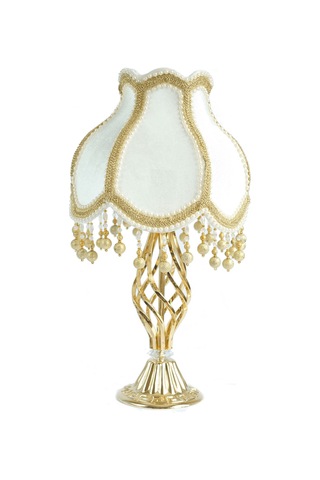 Kadife Kaplı El Yapımı  Klasik Model Abajur Gold Renk 13798784