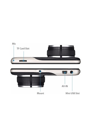 Ranyeek 4" Ekranlı Araç Dvr, 1080p Full Hd Ön-arka Kameralar, Gece Görüşü, Park Asistanı Ve Ldws Fonksiyonu