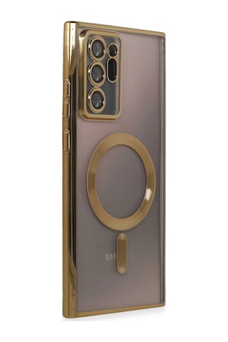 Samsung Galaxy Uyumlu Note 20 Ultra Kılıf Kross Magneticsafe Kapak - Gold Çokrenkli