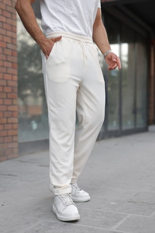 Butik İstanbul Erkek Fitilli Beli Lastikli Rahat Pantolon Açık Krem
