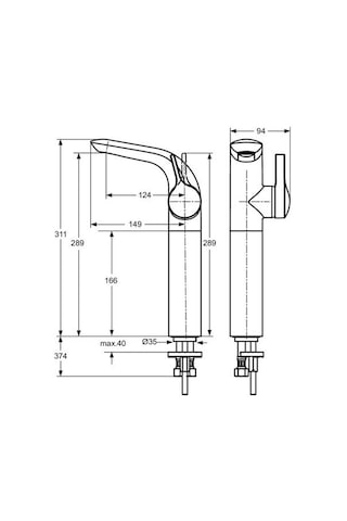 Ideal Standard Melange Tezgah Üstü Lavabo Bataryası - A4266aa- Krom