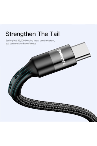 Yediseven K-105 Usb A To Type C Halat Örgü Hızlı Şarj Kablosu 1 M