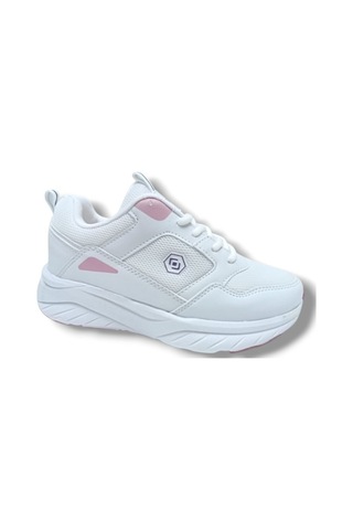 Queen Step 2110-26 Deri Anorak Anatomik Kadın Sneaker Beyaz Pembe Beyaz